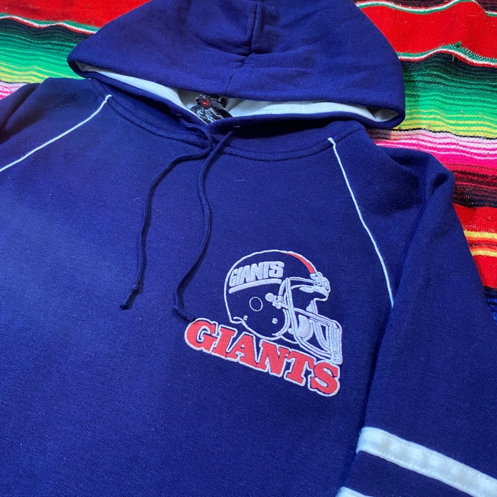 Vintage 80s New York Giants NFL Hoodie Blue Mens Medium Pullover Sweatshirt - Picture 2 of 8